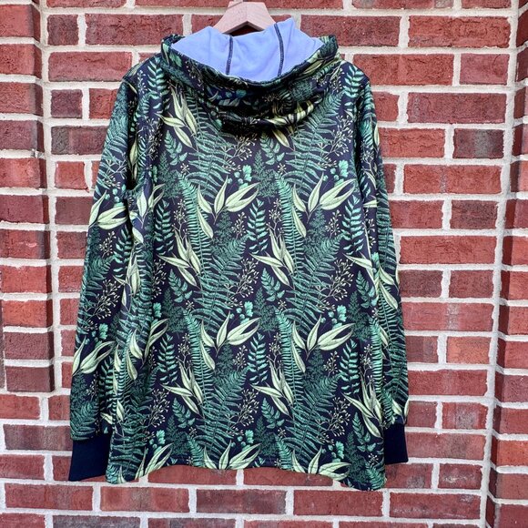 Saga Outerwear Saga Tech Hooded Pullover Adult Large Black Green Leaf Print - Picture 2 of 13